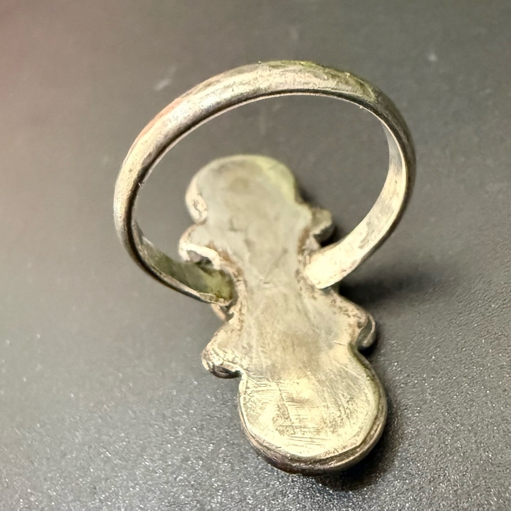 Vintage Unsigned Zuni Native American 3-Row Green Blue Turquoise Ring Size 6 4g. - Picture 6 of 14